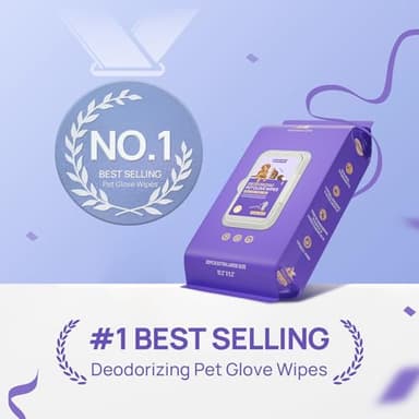 HICC PET Cleaning Deodorizing Glove Wipes for Dogs & Cats, Vet Recommended Hypoallergenic Pet Cleaning and Hydrating Glove Wipes, Nourish Fur Coconut Oil Pet Bathing Wipes for Horse Coat Care - Image 2