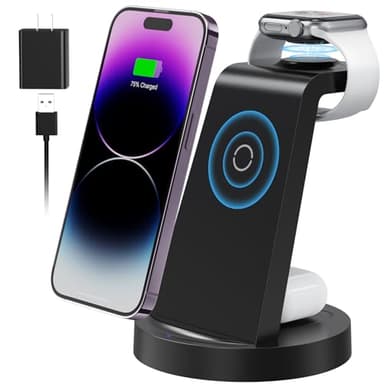 3 in 1 Charging Station for Apple Device, Wireless Charger for iPhone 16e 16 15 14 13 12 11 Pro Max & Apple Watch iwatch- Charging Stand Dock for AirPods - Image 1