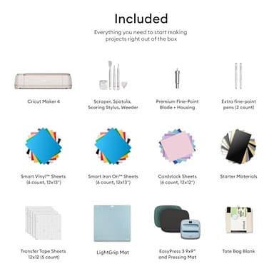 Cricut Maker 4 - Smart Cutting Machine (Seashell) | Engagement Plus Bundle - Includes EasyPress 3 Heat Press (9x9) + Mat, Tote Bag, Material Samplers, Machine Mat, Pens, Tools, & 25 Digital Images - Image 2