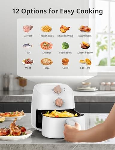 COMFEE' Compact 2.1 Quart Air Fryer with 12 Menu Options, Adjustable Timer & Temperature Control 180-400 degrees F, Dishwasher-Safe Nonstick Fry Basket with Stainless Steel Finish - Image 3