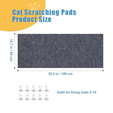 YCCYYCCY Cat Scratching Mat with Self-Adhesive, 39"x15.7" Cat Scratcher Carpet, Cat Scratch Protectors for Sofa Furniture Wall, Anti Scratch Furniture Protector, Included Nails for Couch(Gray,40100) - Image 3