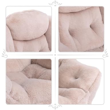 HollyHOME Lazy Chair with Foldable Ottoman, Accent Comfy Lounge Armchair and Folding Footrest Stool, Leisure Sofa Reading Chair and Footstool for Living Room, Bedroom, Dorm,Faux Fur Light Camele - Image 5