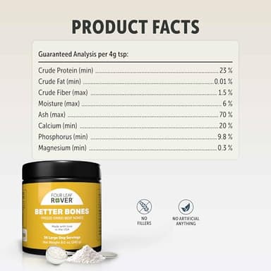 Four Leaf Rover Better Bones Bone Meal for Dogs - Dog Calcium Supplement for Healthy Joints, Teeth, & Bones - from 100% Grass-Fed New Zealand Beef Bone - Image 7