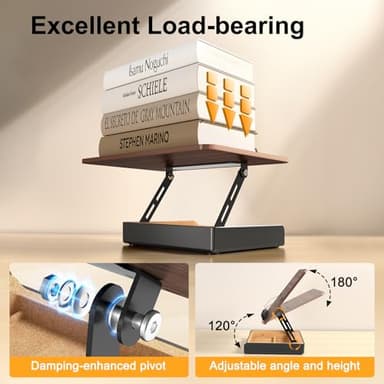 HUMANCOZY Book Stand with Storage, Book Holder for Reading Hands Free, Wooden Cookbook Stand for Kitchen Counter, Adjustable Reading Stand for Desk, Recipe Stand, Book Prop for Book Lovers - Image 7