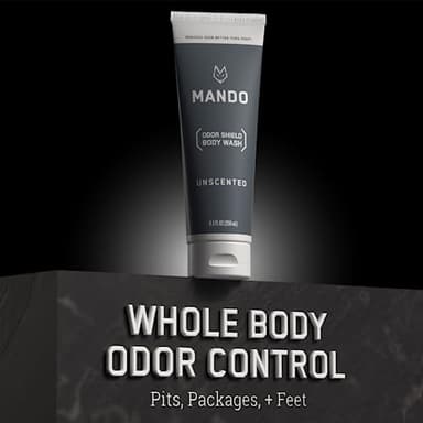 Mando Odor Shield Body Wash - 24 Hour Control - Removes Odor Better than Soap - SLS Free and Paraben Free, Skin Safe - 8.5 Ounce (Unscented) - Image 4