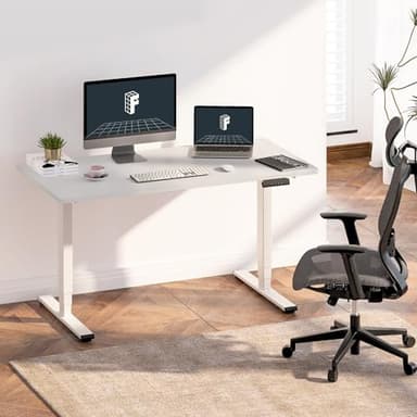 FLEXISPOT E6 Essential 3 Stages Dual Motor Electric Standing Desk 48x24 Inch Whole-Piece Board Height Adjustable Desk Electric Sit Stand Desk(White Frame + White Desktop, 2 Packages) - Image 2