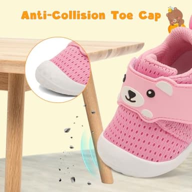 FEETCITY Baby Shoes Baby Girls Sneakers Infant Walking Shoes Infant Boys Sneakers Wide Toddler Barefoot Shoe Breathable 12-18 Months Pink - Image 5