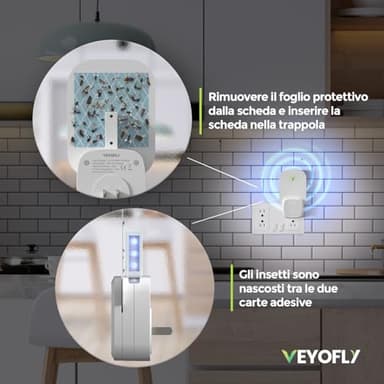 VEYOFLY Fly Trap Indoor, Fruit Fly Traps for Indoors Flying Insect (2 Device + 6 Refills) Gnat Traps for House Indoor, Bug Zapper Indoor, Gnat Killer Catcher & Fruit Fly Killer Light Plug in - Image 4