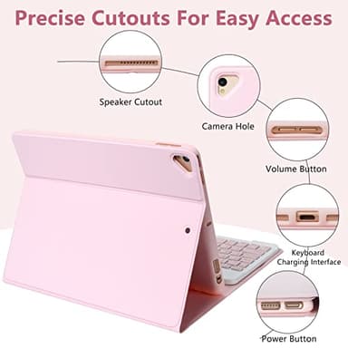MMK iPad 9th Generation Case with Keyboard, for iPad 8th Generation Case with Keyboard (Wireless Detachable & Pencil Holder), iPad 10.2"/iPad Air 10.5"(3rd Gen)/iPad Pro 10.5" (Pink) - Image 3