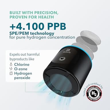 Hydrogen Water Bottle Generator - Up to 4100+ PPB - SPE/PEM Technology - Certified H2 Generator - Portable Athletic Performance & Hydration System - 6-Hour Hydrogen Retention, 10 oz (Black) - Image 4