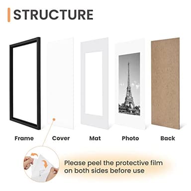 upsimples 13x19 Picture Frame Set of 5, Display Pictures 11x17 with Mat or 13 x 19 Without, Wall Gallery Poster Frames, Black - Image 3