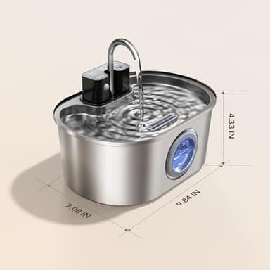 Cat Water Fountain Stainless Steel 108oz/3.2L:Battery Operated Wireless Cat Fountains for Drinking Indoor, Automatic Pet Water Dispenser with Ultra Quiet Pump,Multi-Filtration,Easy Clean BPA-Free - Image 9