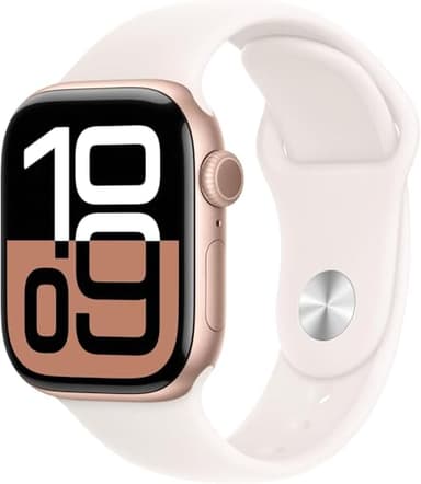 Apple Watch Series 10 [GPS + Cellular, 46mm] - Rose Gold Aluminum Case with Starlight Sport Band, S/M (Renewed Premium)