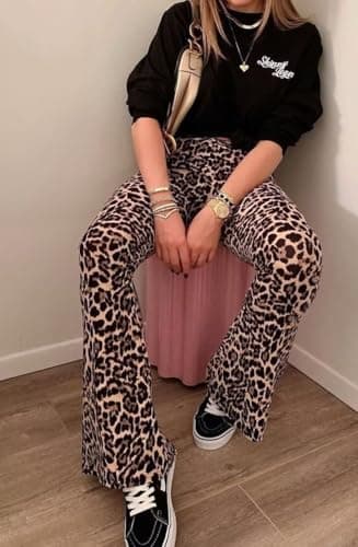 KDF High Waisted for Women Nashville Outfits Bell Bottom Jeans Leopard Print Jeans,Size 10,Leopard Print - Image 2