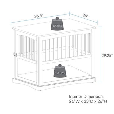 Casual Home Wooden Large Pet Crate, End Table, Espresso, 24 x 36.5 x 29.5 in - Image 11