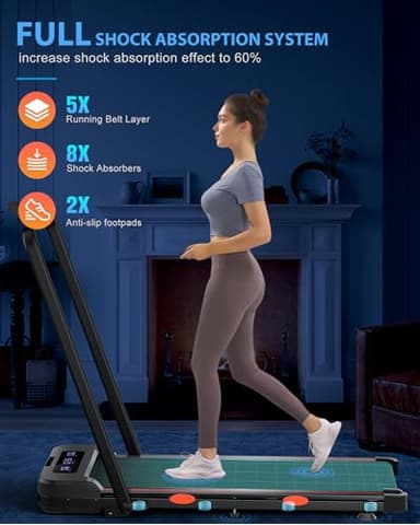 4.0/7.6MPH Walking Pad Treadmill with Folding Slope, Larger Screen Display Under Desk Treadmill 300 lb Capacity, Portable Treadmills for Small Spaces, Home - Image 7