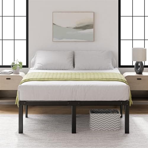 ZINUS Yelena 18 Inch Metal Platform Bed Frame, Steel Slat Support, No Box Spring Needed, Eco Friendly WonderBox(TM) Packaging, Easy Assembly, Black, Queen - Image 1