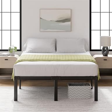 ZINUS Yelena 18 Inch Metal Platform Bed Frame, Steel Slat Support, No Box Spring Needed, Eco Friendly WonderBox(TM) Packaging, Easy Assembly, Black, Queen - Image 1