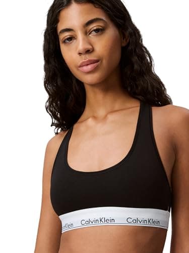 Calvin Klein Women's Modern Non-Wired and Non paded Cotton Bralette, Black, Large - Image 4