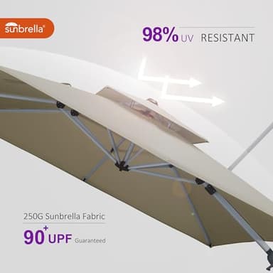 PURPLE LEAF 10ft Cantilever Outdoor Patio Umbrella Large Heavy Duty 360° Rotation Double Top Offset Rectangular Umbrellas for Backyard Deck Pool, Spectrum Sand - Image 6