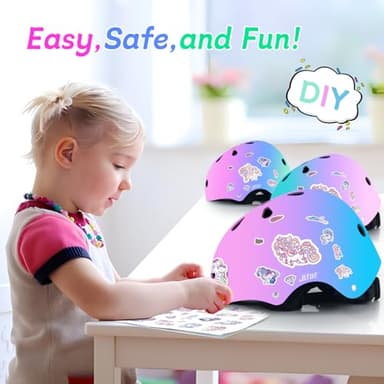 Kids Helmet and Pads Set for Skateboard & Bike - Adjustable Toddler Safety Gear with Cool Color Gradient for Boys Girls 3-5-8-14 Years Old, for Scooter, Rollerblading, Longboard - Image 2