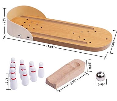 Table Top Mini Bowling Game Set-Tabletop Wooden Board Mini Arcade Desktop Tiny Bowling Shooting Alley Office Desk Stress Relief Gadgets Small Finger Toys Fun Gag Gifts for MenWomen Kids Teens Boys - Image 2