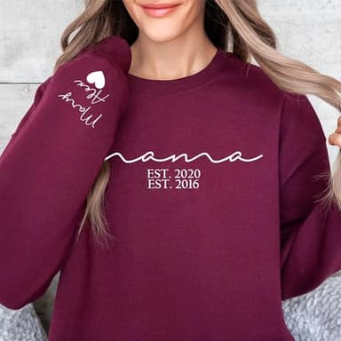 Custom Mama Sweatshirt with Kid Names on Sleeve Personalized Mom Sweatshirt for Women for Mom Sweater Est 2025 Multicolor - Image 4