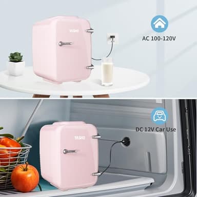 YASHE Mini Fridge, 4 Liter/6 Cans Small Refrigerator for Skincare, 110V AC/ 12V DC Thermoelectric Cooler and Warmer for Drink Office Dorm Bedroom Car, Pink - Image 6