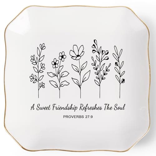 Jelershy Friendship Gifts for Women Jewelry Dish Trinket Tray - A Sweet Friendship Refreshes The Soul, Christian Birthday Gifts for Women Best Friend Christmas Mothers Day Religious Gift - Image 1