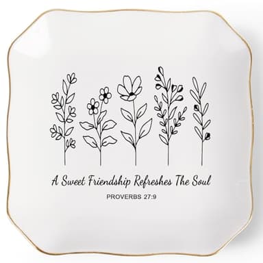 Jelershy Friendship Gifts for Women Jewelry Dish Trinket Tray - A Sweet Friendship Refreshes The Soul, Christian Birthday Gifts for Women Best Friend Christmas Mothers Day Religious Gift - Image 1