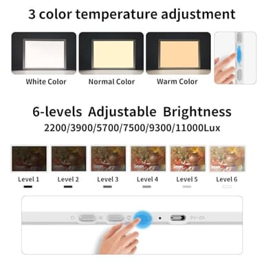 TOHETO A4 Light Board for Diamond Painting, Super Bright Magnetic Light Pad with Side Buttons, Lightbox for Tracing and Drawing, Corded Light Table for Sketching, Animation, Weeding Vinyl (White) - Image 4