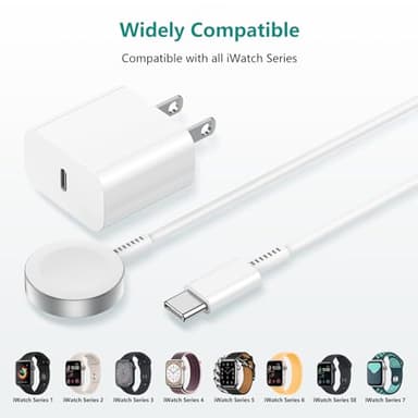 2Pack for Apple Watch Charger Cable, Magnetic Fast Charger to USB-C Cable 6FT(2m), Wireless Fast iWatch Charger Portable Compatible with iWatch Ultra/Series 9/8/7/6/SE/SE2/5/4/3/2/1-White - Image 6