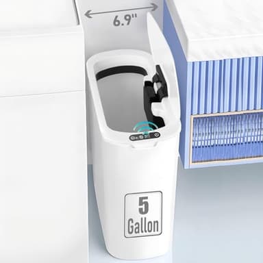 5 Gallon Motion Senor Bathroom Trash Can with Lid, Automatic Garbage Can Touchless, Smart Plastic Waste Basket for Narrow Spaces, Bathroom, Office, Bedroom, Living Room (White) - Image 5