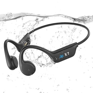Swimming headphones-bone conduction headphones, IP68 waterproof built-in MP3 player 32G memory, underwater swimming headphone, wireless open Earphones Bluetooth 5.3, for running, cycling (black) - Image 1