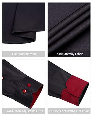 Alimens & Gentle Men's Dress Shirts Long Sleeve Wrinkle-Free Business Casual Button Down Shirt, Black Red, 4X-Large - Image 7