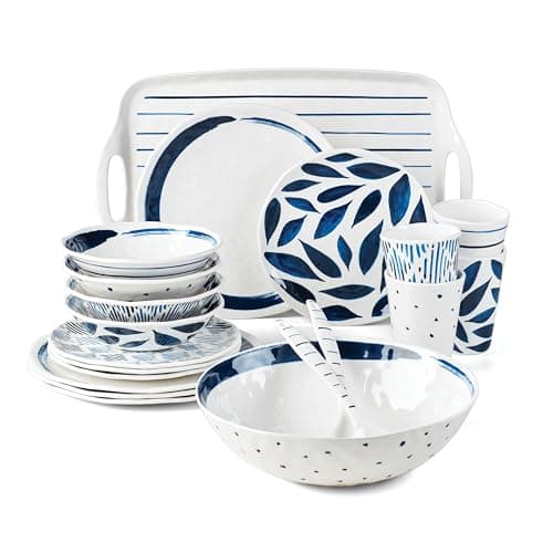 Lenox 895324 Blue Bay Melamine 20-Piece Dinnerware Set, Lightweight Melamine Material - Image 1