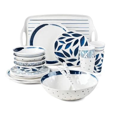 Lenox 895324 Blue Bay Melamine 20-Piece Dinnerware Set, Lightweight Melamine Material - Image 1