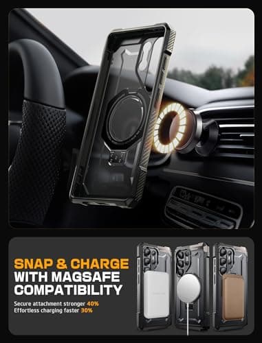 SUPCASE for Samsung Galaxy S25 Ultra Case with Stand (Unicorn Beetle Grip), [S Pen Friendly] [Compatible with MagSafe] [Military-Grade Protection] Magnetic Translucent Back Phone Case, Black - Image 7