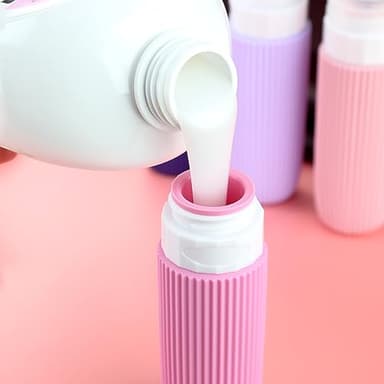 Mrsdry Travel Bottles for Toiletries, Tsa Approved 3oz Portable Travel Bottles, BPA Free Leak Proof Squeezable Travel Size Containers, Portable Silicone Bottles for Toiletries (4 Pack), Purple - Image 3