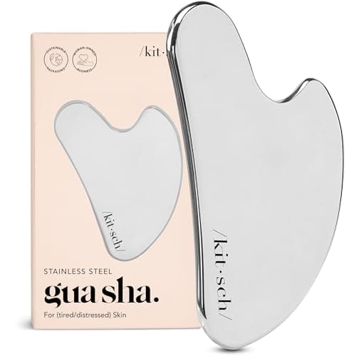 Kitsch Stainless Steel Gua Sha Facial Tools - Guasha Tool for Face, Face Sculpting Tool, Jawline Shaper, Double Chin Reducer, Body Gua Sha Tools, Lymphatic Drainage Massager, Facial Skin Care - Silver - Image 1