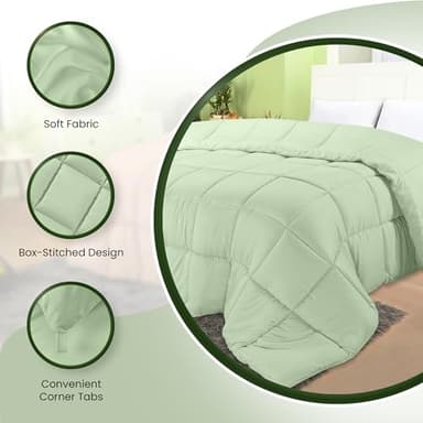Utopia Bedding Comforters Twin Size, All Season Duvet Insert, Down Alternative Box Stitched Bed Comforter with Corner Tabs, Machine Washable (Sage Green) - Image 6