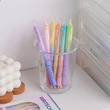 WRITECH Gel Pens Fine Point: 0.7mm Black Ink Retractable 6ct Smooth Writing with Aesthetic Gradient Color Barrel for Journaling Note Taking Silent Click No Smear Nebula Pen Set - Image 8