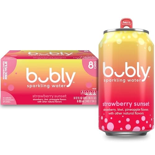 bubly Sparkling Water, Strawberry Sunset, Zero Sugar & Zero Calories, Seltzer Water, 12 Fl Oz Cans (Pack of 8) - Image 1