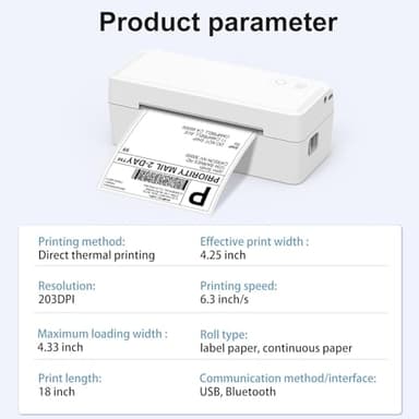 Thermal Shipping Label Printer, 4x6 Bluetooth Label Printer for Shipping Packages Small Business Mailing, Support iOS, Android, Mac, Windows, Chrome, Used for UPS, USPS, Ebay, Etsy, Amazon - Image 7