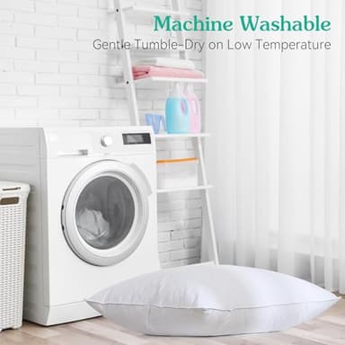 Three Geese White Goose Feather Bed Pillows Queen/Standard Size Set of 2- Soft 600 Thread Count 100% Cotton, Medium Firm,Soft Support Surround Fill Polyfiber,White Solid - Image 8