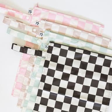 Tiny Twinkle Mess Proof Waterproof Wet Dry Bag | 2-Pack Reusable Wet Bags for Swimsuits & Baby Clothes | Leakproof Wet Bag for Travel & Diaper Changes for Baby (Pink, Brown Checkers) - Image 5