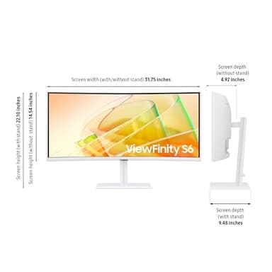 SAMSUNG 34” ViewFinity (S65TC) Series Ultra-WQHD 1000R Curved Computer Monitor, HDR10, 100Hz, AMD FreeSync, Thunderbolt 4, Height Adjustable Stand, Built-in Speakers, Eye Care, LS34C650TANXGO, 2024 - Image 3
