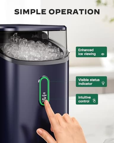 Silonn Nugget Ice Maker Countertop, Pebble Ice Maker with Crushed Ice, One-Click Operation Ice Machine with Self-Cleaning, 33lbs/24H for Home, Kitchen, Office, Blue - Image 3