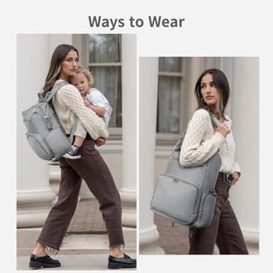 CEI-CEI Neoprene Diaper Bag Backpack with Insulated Pockets, Large Newborn Baby Maternity Bags Travel Tote with Changing Pad (Grey) - Image 3