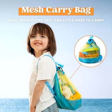 Sloosh Beach Sand Toys Set - Dump Truck Car Toy with Sand Molds for Toddlers Outdoor Play, Collapsible Foldable Buckets Mesh Bag Shovels Castle Animal Mold Sets, Kids Ages Sandbox Toys (Animals) - Image 5